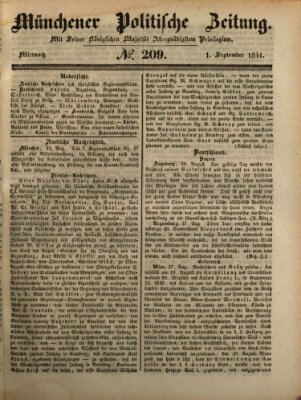 Münchener politische Zeitung (Süddeutsche Presse) Mittwoch 1. September 1841