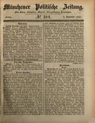 Münchener politische Zeitung (Süddeutsche Presse) Freitag 3. September 1841