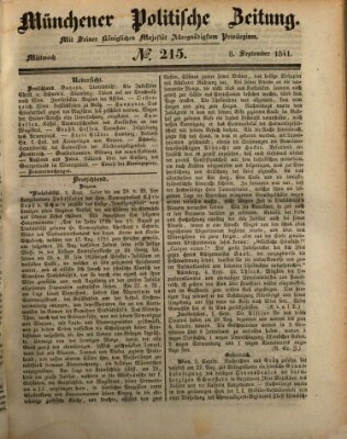 Münchener politische Zeitung (Süddeutsche Presse) Mittwoch 8. September 1841