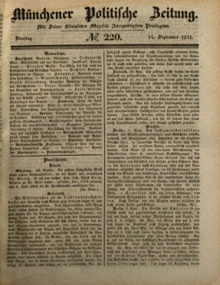 Münchener politische Zeitung (Süddeutsche Presse) Dienstag 14. September 1841