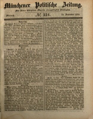 Münchener politische Zeitung (Süddeutsche Presse) Mittwoch 15. September 1841