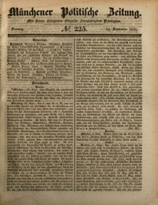 Münchener politische Zeitung (Süddeutsche Presse) Sonntag 19. September 1841