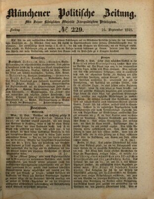 Münchener politische Zeitung (Süddeutsche Presse) Freitag 24. September 1841