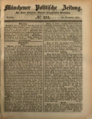 Münchener politische Zeitung (Süddeutsche Presse) Sonntag 26. September 1841