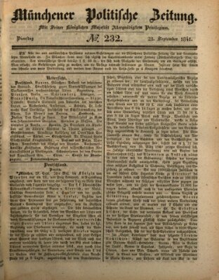 Münchener politische Zeitung (Süddeutsche Presse) Dienstag 28. September 1841