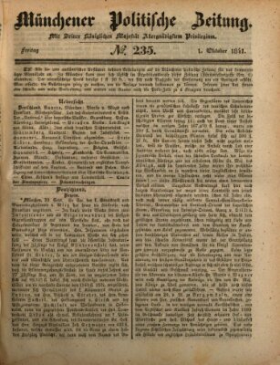 Münchener politische Zeitung (Süddeutsche Presse) Freitag 1. Oktober 1841