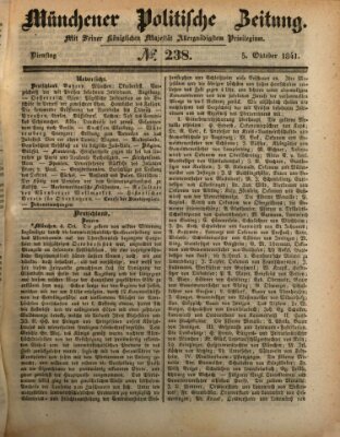 Münchener politische Zeitung (Süddeutsche Presse) Dienstag 5. Oktober 1841