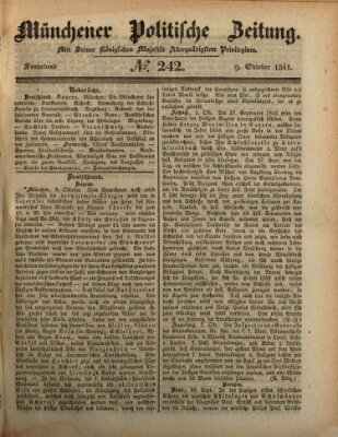 Münchener politische Zeitung (Süddeutsche Presse) Samstag 9. Oktober 1841