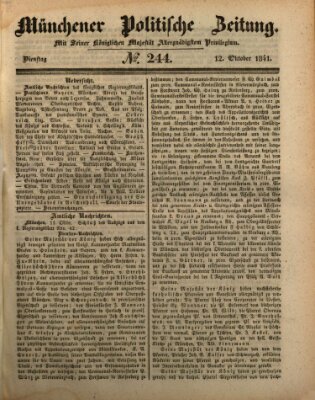 Münchener politische Zeitung (Süddeutsche Presse) Dienstag 12. Oktober 1841