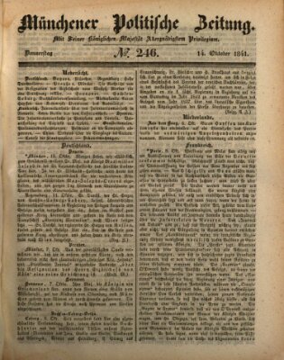 Münchener politische Zeitung (Süddeutsche Presse) Donnerstag 14. Oktober 1841