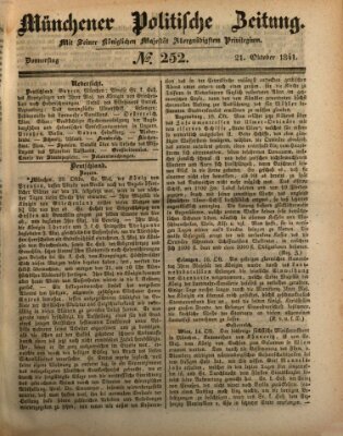 Münchener politische Zeitung (Süddeutsche Presse) Donnerstag 21. Oktober 1841