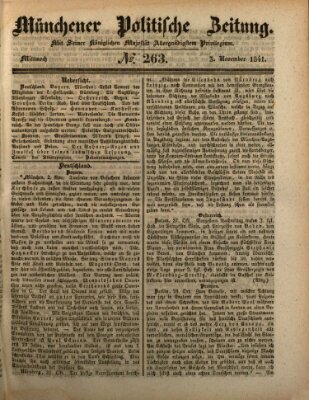 Münchener politische Zeitung (Süddeutsche Presse) Mittwoch 3. November 1841