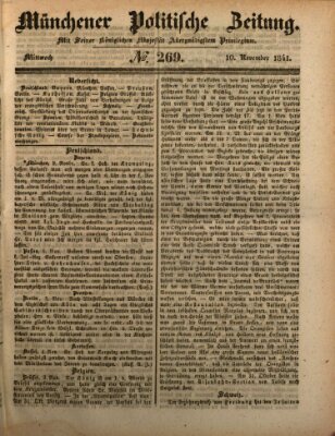 Münchener politische Zeitung (Süddeutsche Presse) Mittwoch 10. November 1841