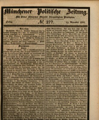 Münchener politische Zeitung (Süddeutsche Presse) Freitag 19. November 1841