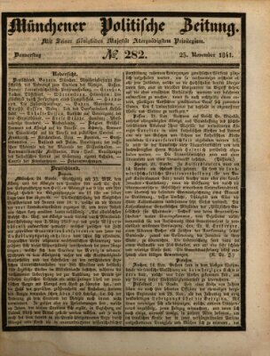 Münchener politische Zeitung (Süddeutsche Presse) Donnerstag 25. November 1841