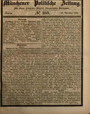 Münchener politische Zeitung (Süddeutsche Presse) Sonntag 28. November 1841