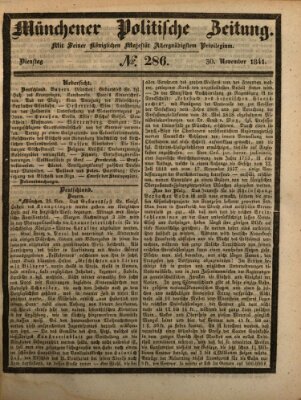 Münchener politische Zeitung (Süddeutsche Presse) Dienstag 30. November 1841