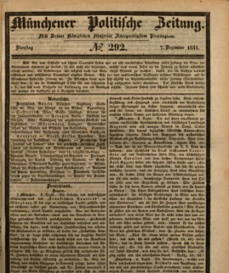 Münchener politische Zeitung (Süddeutsche Presse) Dienstag 7. Dezember 1841