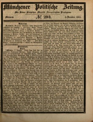 Münchener politische Zeitung (Süddeutsche Presse) Mittwoch 8. Dezember 1841