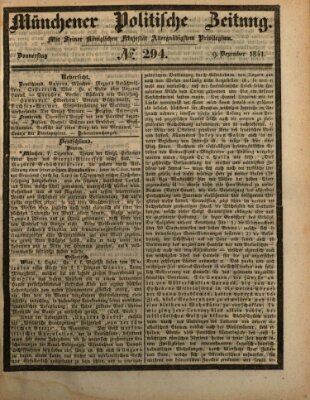 Münchener politische Zeitung (Süddeutsche Presse) Donnerstag 9. Dezember 1841