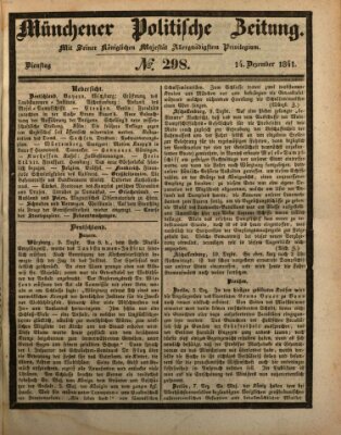 Münchener politische Zeitung (Süddeutsche Presse) Dienstag 14. Dezember 1841