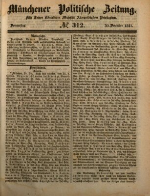 Münchener politische Zeitung (Süddeutsche Presse) Donnerstag 30. Dezember 1841