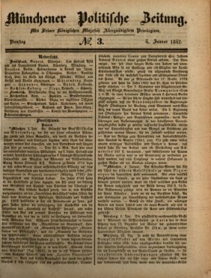 Münchener politische Zeitung (Süddeutsche Presse) Dienstag 4. Januar 1842