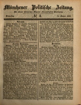 Münchener politische Zeitung (Süddeutsche Presse) Donnerstag 6. Januar 1842