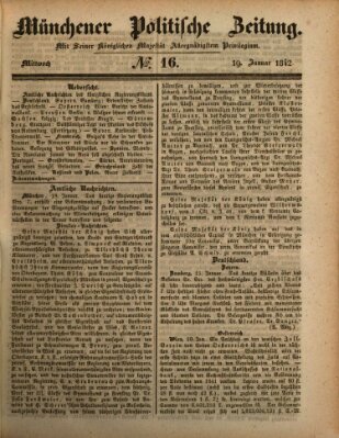 Münchener politische Zeitung (Süddeutsche Presse) Mittwoch 19. Januar 1842