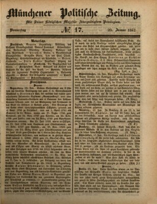 Münchener politische Zeitung (Süddeutsche Presse) Donnerstag 20. Januar 1842