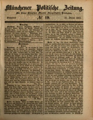 Münchener politische Zeitung (Süddeutsche Presse) Samstag 22. Januar 1842