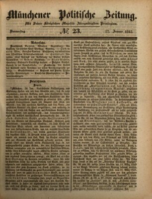 Münchener politische Zeitung (Süddeutsche Presse) Donnerstag 27. Januar 1842