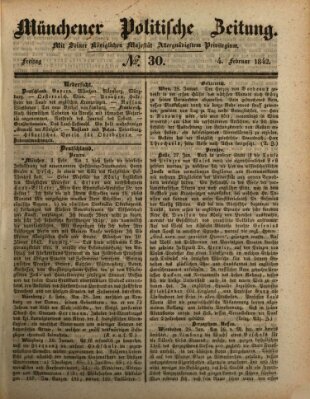 Münchener politische Zeitung (Süddeutsche Presse) Freitag 4. Februar 1842