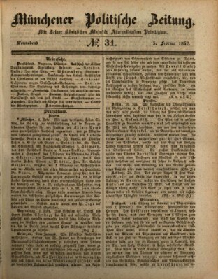 Münchener politische Zeitung (Süddeutsche Presse) Samstag 5. Februar 1842