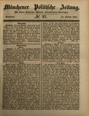 Münchener politische Zeitung (Süddeutsche Presse) Samstag 12. Februar 1842