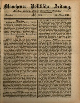 Münchener politische Zeitung (Süddeutsche Presse) Samstag 19. Februar 1842