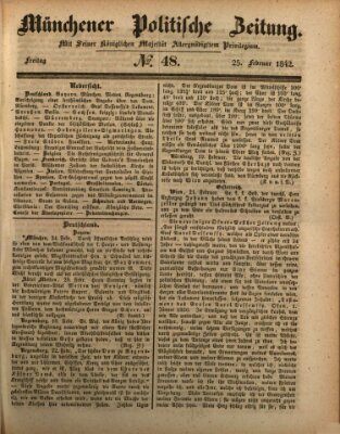 Münchener politische Zeitung (Süddeutsche Presse) Freitag 25. Februar 1842