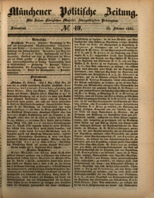 Münchener politische Zeitung (Süddeutsche Presse) Samstag 26. Februar 1842