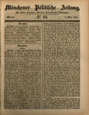 Münchener politische Zeitung (Süddeutsche Presse) Mittwoch 2. März 1842