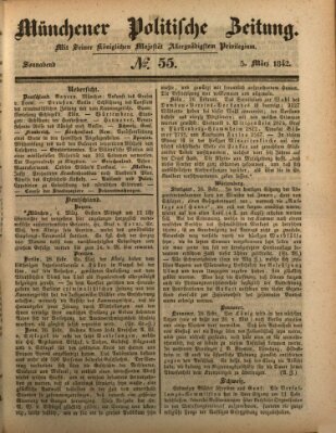 Münchener politische Zeitung (Süddeutsche Presse) Samstag 5. März 1842