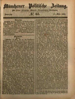 Münchener politische Zeitung (Süddeutsche Presse) Donnerstag 17. März 1842