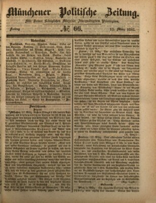 Münchener politische Zeitung (Süddeutsche Presse) Freitag 18. März 1842