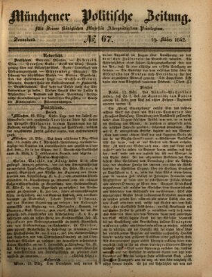 Münchener politische Zeitung (Süddeutsche Presse) Samstag 19. März 1842