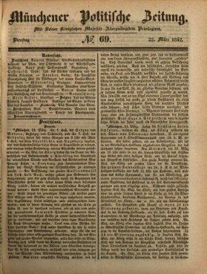 Münchener politische Zeitung (Süddeutsche Presse) Dienstag 22. März 1842