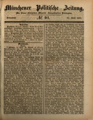 Münchener politische Zeitung (Süddeutsche Presse) Samstag 16. April 1842