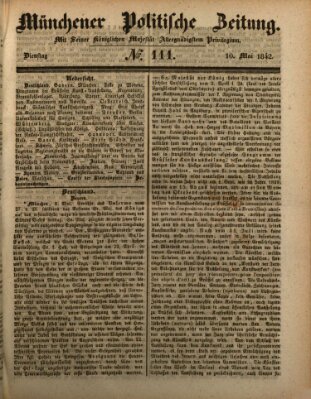 Münchener politische Zeitung (Süddeutsche Presse) Dienstag 10. Mai 1842