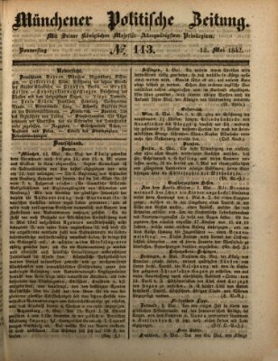 Münchener politische Zeitung (Süddeutsche Presse) Donnerstag 12. Mai 1842