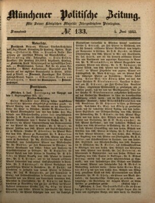 Münchener politische Zeitung (Süddeutsche Presse) Samstag 4. Juni 1842
