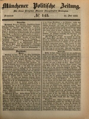 Münchener politische Zeitung (Süddeutsche Presse) Samstag 18. Juni 1842