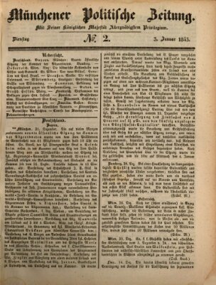 Münchener politische Zeitung (Süddeutsche Presse) Dienstag 3. Januar 1843